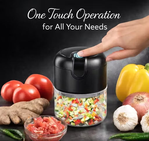 One-Touch Electric Mini Chopper – Cordless Garlic, Vegetable & Food Processor